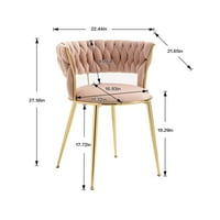 Moderna stolica za blagovaonicu od 2, baršunaste stolice za ručavanje sa ukrasnim tkanim leđima i zlatnim