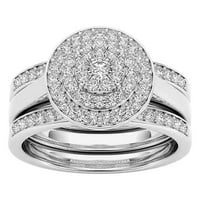 OZMMYAN Google Woglens Prstenovi 2-in-set odvojivi sjajni dijamantski set angažovanih vjenčanih prstenova
