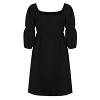 Finelylove Duljina koljena Dress Sorority Formalna haljina V-izrez Čvrsta rukava mini crna