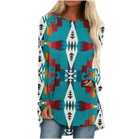 Zapadne etničke bluze za žene tunike s dugim rukavima The Funny grafički ispis Jesen kauflirls casual