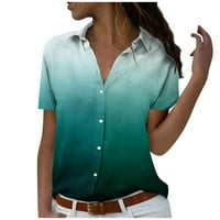 Ženski okrugli vrat Modni casual tasteri za print kratkih rukava rever majica bluza s