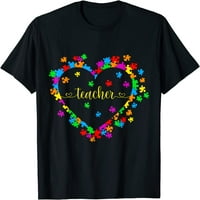 Valentines Day Učiteljski za autizam Ovjest o svijesti o srčanim majicama Unizno majica za kratku rukavu