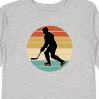 Inktastični hokejski igrač retro zalaska sunca poklon malih dječaka ili majica s dugim rukavima s dugim