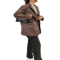 Ženski kaput, čvrsta boja krovana ovratnik dugih rukava jakna s dugim rukavima