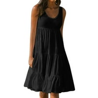 Crne haljine Proljetna haljina Ženska modna ljetna ljeta Solid Boja rukava bez rukava haljina za plažu