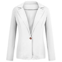 Žene otvoreni prednji poslovni casual džepovi Radni ured Blazer jakne za žene za žene bijeli 2xl