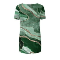 Žene Modne ljetne duge tunike Ležerne prilike tiskane majice s kratkim rukavima, zelena, s, 95% poliester,