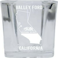 Valley Ford California Laser Etched Suvenir Squane Crat Shot Staklena Državna zastava