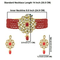 Efulgenz Fau Pearl Choker ogrlica indijski nakit set kundanski choker multi slojevi naređene nakloni naljepnica na nakit za žene, bordo