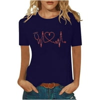 ZODGGGU SMEDE SIME TUNIC THIRTS za žene smiješni EKG stetoskop Ljubav Heart Print Trendy Ležerne prilike