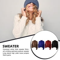 Maytalsoy Women džemper polu-visoki vrat Čvrsta boja dugih rukava elastična djevojka pulover hladnim