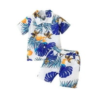 Toddler Boys kratki rukav cvjetni otisci majica Tors kratke hlače GENTLEMENAME odjeće Plava 110