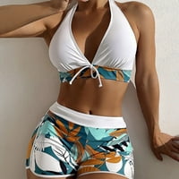 Modni ženski visoko struk bokser čipkasti ispisuje čvrste boje patchwork kupaći kostim bikini