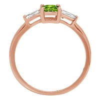 0. CT Sjajni smaragdni rez Clear Simulirani dijamant 18K ružičasto zlato Tromjenski prsten s 4