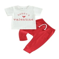 Peyakidsaa Valentinovo novorođenče Djevojke za djecu dječake Outfit ljetno slovo Ispis majica kratkih
