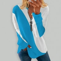 Bluze za žene modni casual okrugli vrat duhovi i nepravilni prugasti geometrijski ispisani bluza s dugim