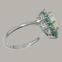 Britanci napravio 14k bijeli zlatni prirodni prsten i smaragdni ženski rublje - Opcije veličine - veličina