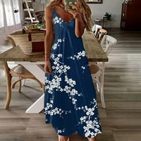 Ballsfhk Maxi haljine za žene Ljeto bez rukava Boho sandress casual V-izrez duge haljine Havajska haljina