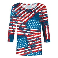 Majice od 4. jula za žene, žene, žene američke zastave Star Stripses Patriotske majice Loop Letnje Ležerne