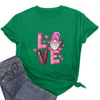 Ženski Valentinovo slatki gnomi su srčani grafički ties kratki rukav košulje od tiskanih rukava za bluzu