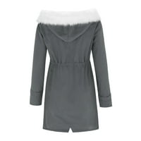 Ziwimk Zimske jakne za žene, Teddy Shearling kaput za žene otvorene prednje revel midi kaput siva, 4xl