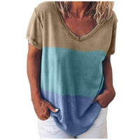 Ljetni vrhovi za žene Žene Ležerne prilike Striped Print majica V-izrez kratki rukav Tee Tuns Tunic