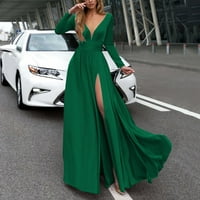 Modne ženske ležerne V-izrez bez rukava bez rukava haljine za žene zelene haljine za žene
