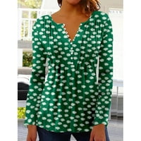 Ženske kratkih rukava Casual T-majice V Vrući za vrat Tee Labav Comfy tunika Bluza Lagana slatka tamno zelena XL