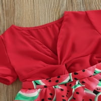 Calsunbaby sestrom Usklađivanje Rompers haljina Ljeto TODDLER Djevojke za bebe lubenice Print V-izrez