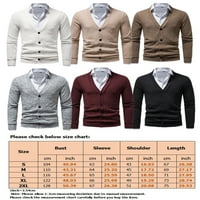 Klicate pleteni džemper Cardigan za muške V Crtne tipke dolje labave bluze majice sa džepovima kava