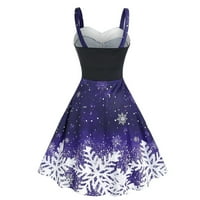 Božićne haljine za žene plus veličina moda Tunika Xmas Snowflake Tie Dye V izrez Spaghetti remen Cami Midi haljina na božićno čišćenje