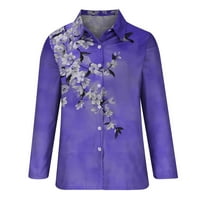 Fanxing bluze za žene Moda plus veličina cvjetne košulje Ljeto jesen Ležerne prilike dugi rukavi dolje majice vrhovi s, m, l, xl, xxl, xxxl, xxxxl, xxxxxl
