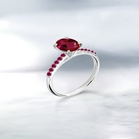 Gem Stone King 0. CT ovalni crveni stvorio je Ruby 10k bijeli zlatni prsten