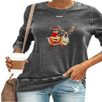 Ženski božićni pulover dugih rukava za dugi rukav posadni izrez majica bluza
