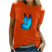 Ljetne t majice za žene Grafički leptir Print kratkih rukava casual bluza Okrugli izrez Tee Slatke Top