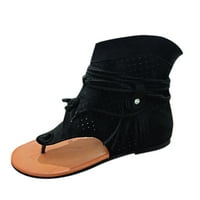 Miayilima Crne sandale Žene Djevojke Roman Sandale Žene Tassel Boots Cipele za plažu Retro boemske ženske
