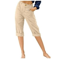 Plus veličine Ženske hlače čišćenje Ženske hlače sa širokim nogama visoke struke Ravne hlače Casual Pants Flash Beige Beige