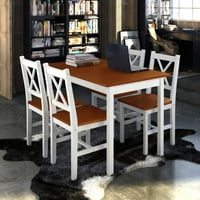 Zaustavite set za stol za objedovanje, drveni stol sa drvenim stolicama, smeđe boje