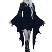 Obucine haljine za žene gotička haljina za žene plus veličine hladnog ramena leptir rukava mreža V-izrez