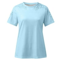Meitianfacai ženske bluze Žene dame Čvrsti kratki rukav O-izrez Pulover čipke Majice Bluza Pokloni za