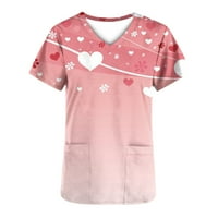 Kayannuo Print Nursing uniforme za žene čišćenje Ženska modna moda kratki rukav V-izrez Vrhovi radne