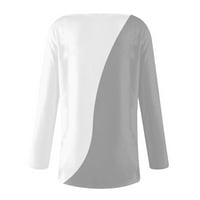 Žene dugih rukava Labave majice Nagnuti vrat Ispiši bluze trendi nepravilni blok boja