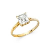 Jewels LU 14K Žuto zlato Princess Cut Square u obliku kubične cirkonije CZ Zaručenje prstena 6