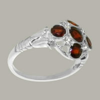 Britanci napravili su čvrsti 10k bijeli zlatni prsten sa prirodnim prstenom za angažman Garnet & Diamond Womens - Opcije veličine - Veličina 9,75
