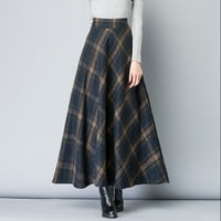 Yubnlvae Womens Retro Ležerne duljine suknje Klasični džepovi sa visokim strukom, suknja sa zatvaračem