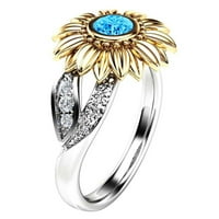 Biplut modni ženski Rhinestone intaid prsten za prste prsten od suncokreta vjenčani zabava nakit poklon