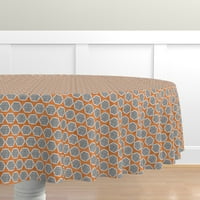 Pamuk Satens Stolcloth, 70 Round - šesterokutna svježa geometrijska tekstura narančasta siva midcentura Moderna začina hrđam Print Custom tablice posteljina