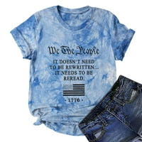 Tie-boja Trendy majica Labava bluza Žene Ljetne vrhove Tunika Tees Dan nezavisnosti Zagrada Print Comfy