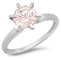 2CT okrugli rez ružičasti simulirani dijamant 14k bijelo zlatni godišnjica za angažman prsten veličine 5,25