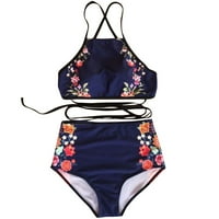 Ženski bikini visokog struka postavio je dva cvjetna kupaće kupaće kupaće kupaće kostime Ženska jednodijelna